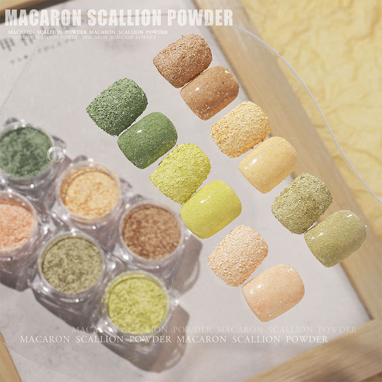 6 Color Macaron Nail Sawdust Powder