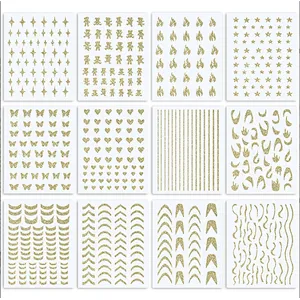 Gold and Silver Star Cure Love Nail Stickers
