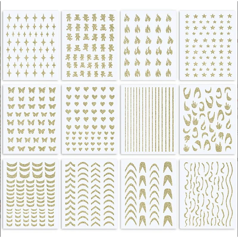 Gold and Silver Star Cure Love Nail Stickers