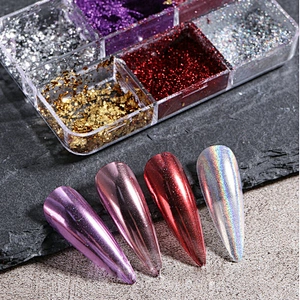 6 Grids Laser Mirror Foil Powder Set