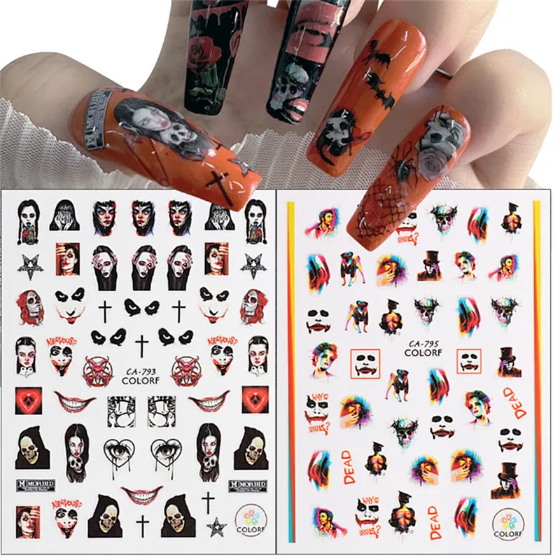 Halloween Skull Red Lips Nail Sticker