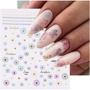 Spring Flower Color Leaf Nail Stickers