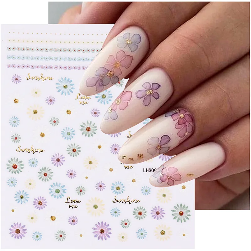 Spring Flower Color Leaf Nail Stickers