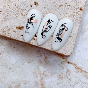 Hot Gold Leopard Pattern Black Gold Rose Gold Plant Abstract Lines Nail Stickers