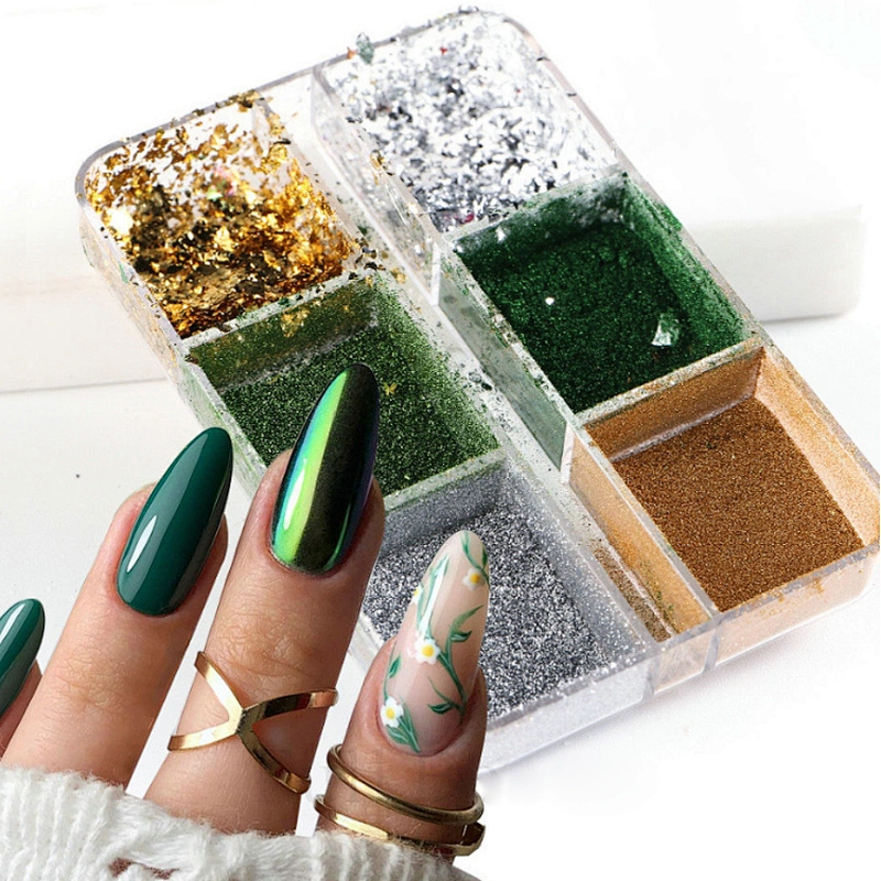 6 Grids Laser Mirror Foil Powder Set