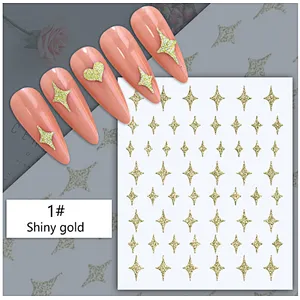 Gold and Silver Star Cure Love Nail Stickers