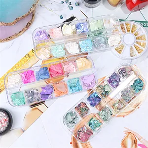 12 Grid Glitter Abalone Shell Flakes For Nail Art Decoration
