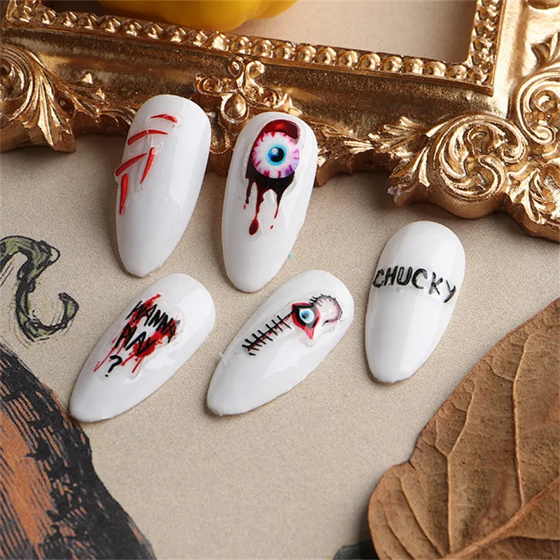 Halloween 5D Spider Web Pumpkin Skull  Nail Stickers