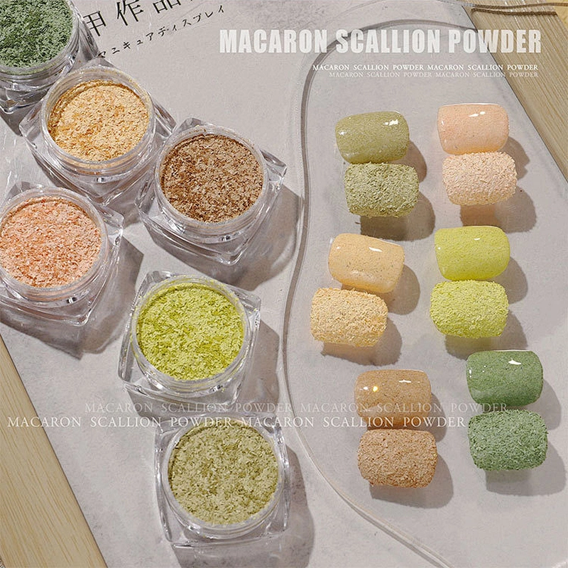 6 Color Macaron Nail Sawdust Powder