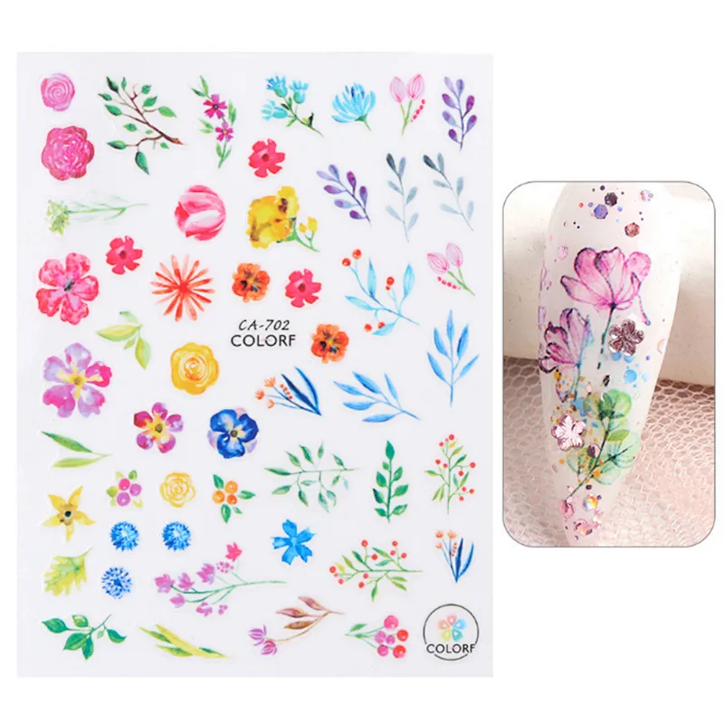 Spring Flower Color Leaf Nail Stickers