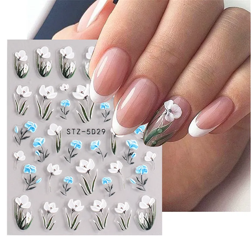 5D Lace Flower Nail Stickers