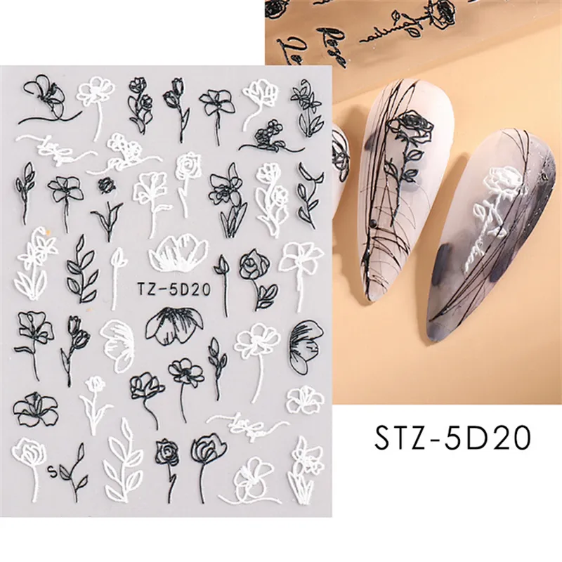 5D Lace Flower Nail Stickers