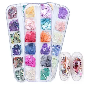 12 Grid Glitter Abalone Shell Flakes For Nail Art Decoration