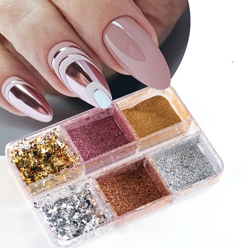6 Grids Laser Mirror Foil Powder Set
