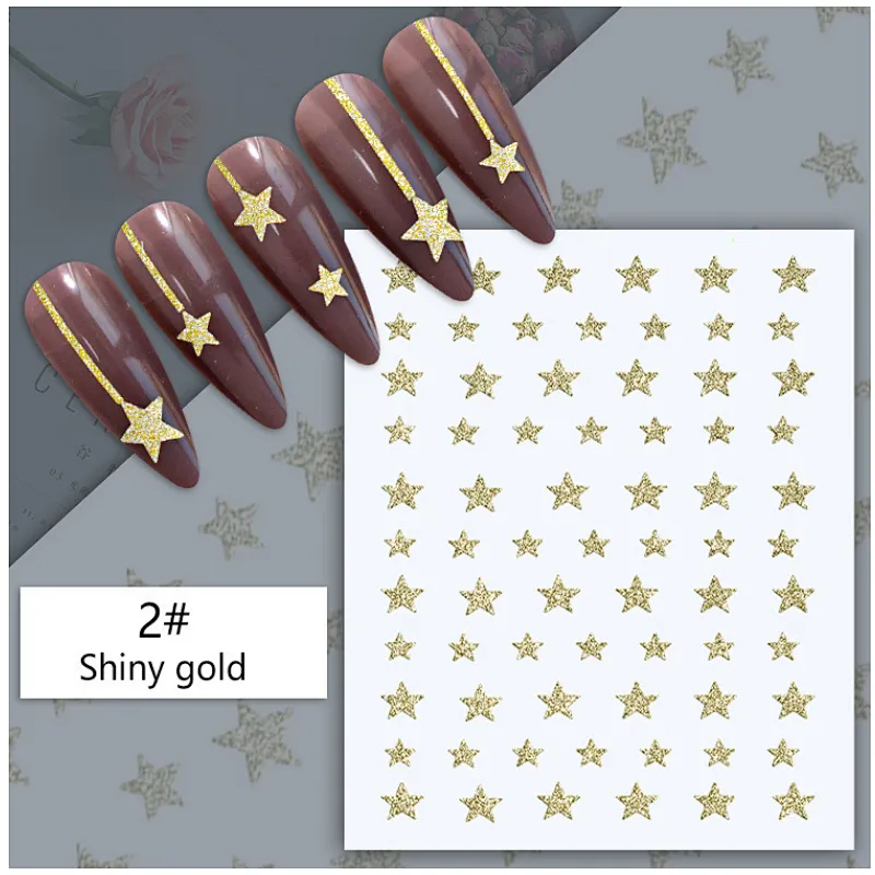Gold and Silver Star Cure Love Nail Stickers