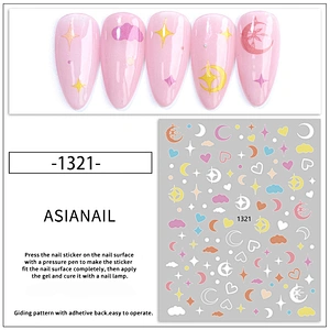 Dreamy Cloud/Moon/Stars/Shooting stars/Rainbow of Hearts Nail Stickers