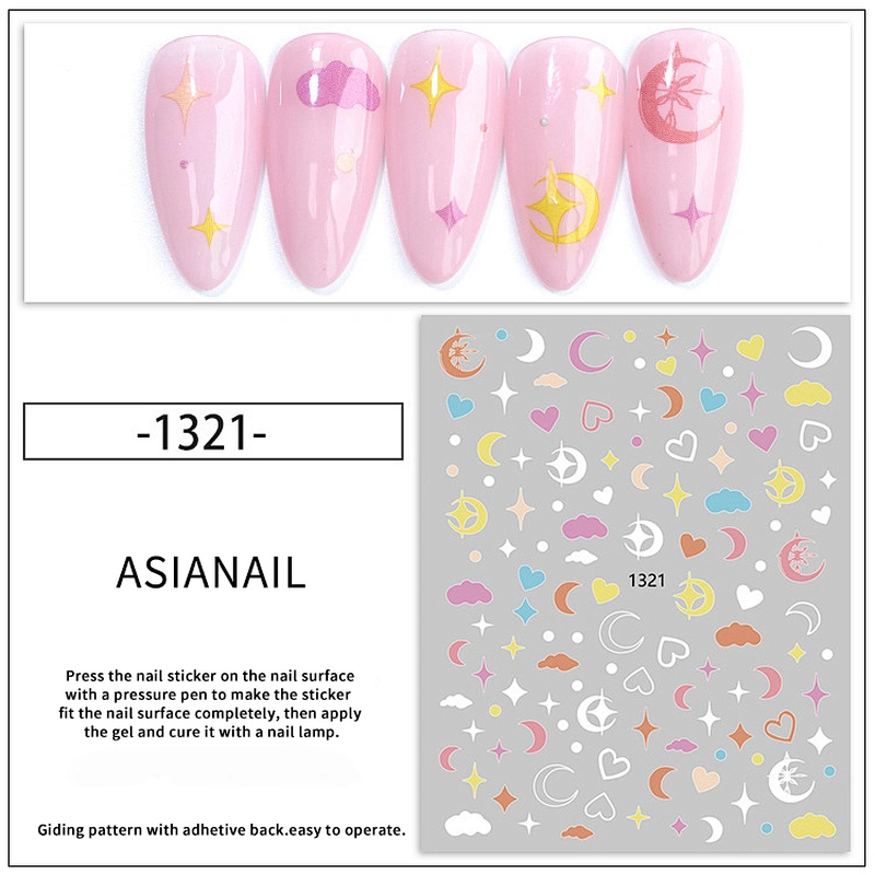 Dreamy Cloud/Moon/Stars/Shooting stars/Rainbow of Hearts Nail Stickers