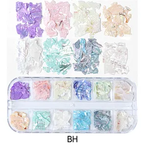 12 Grid Glitter Abalone Shell Flakes For Nail Art Decoration
