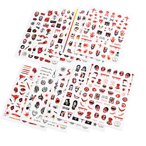 Halloween Skull Red Lips Nail Sticker