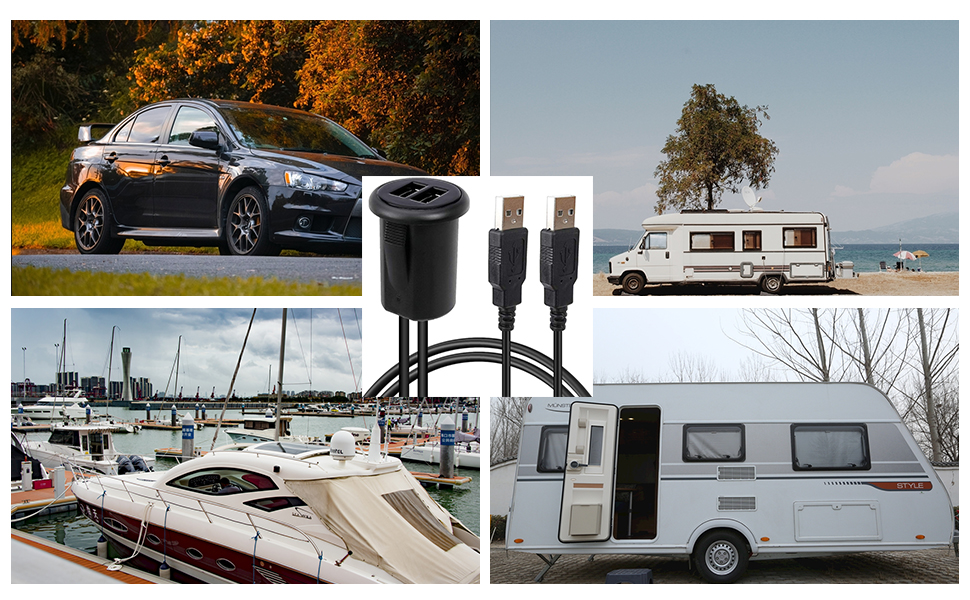 シガレット ライター USB エクステンション、ダッシュ マウント USB エクステンション、USB エクステンション フラッシュ マウント from DAMAVO
