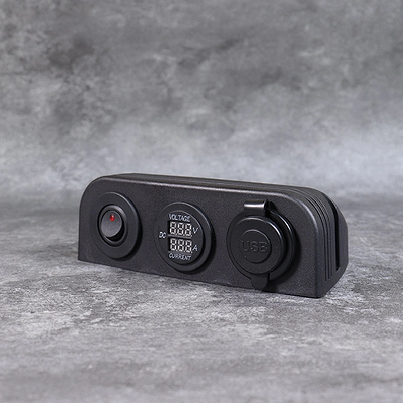 Tomada USB de montagem embutida Painel Adaptador USB Voltímetro Amperímetro