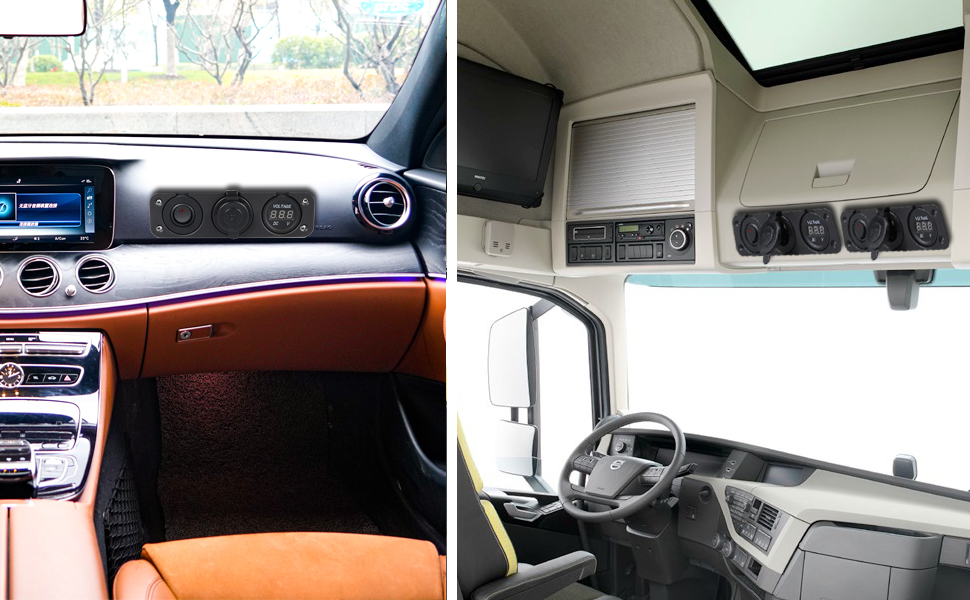 12-Volt-Adaptersteckdose, Auto-Voltmeter-Messgerät, Zubehörsteckdose im Auto applications