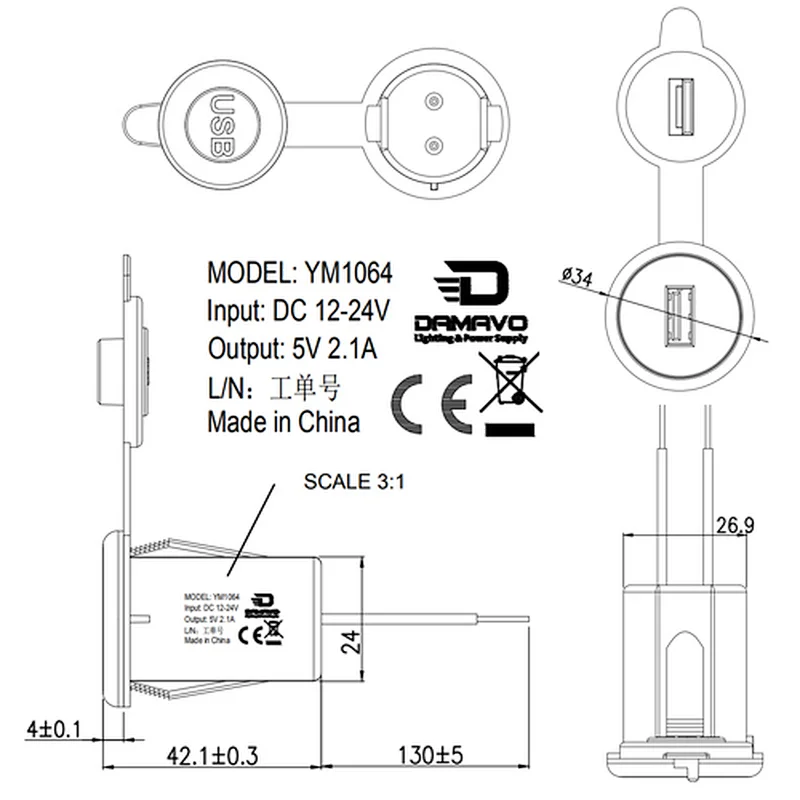 golf cart USB charger 48v