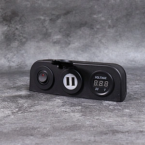 DAMAVO 12V USB Socket Flush Mount with Switch Auto Voltmeter panel mount
