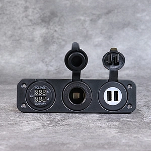 DAMAVO 12V Caravan Socket Waterproof Plug and Socket Voltmeter 24V for RV, Marine