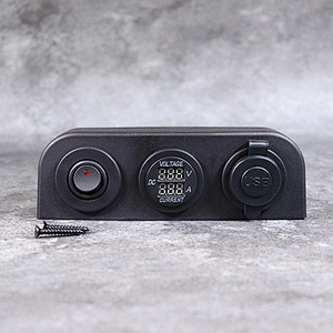DAMAVO โวลต์แอมป์มิเตอร์ RV Truck Bus Marine receptacle พร้อม USB Socket & Switch