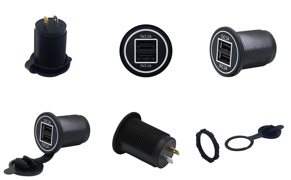 DAMAVO usb cigarette lighter adapter，marine usb outlet,18w car charger
