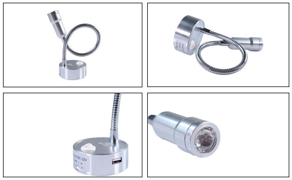 Lampu dinding 12V, lampu baca LED 12V dengan USB, lampu baca RV dengan USB manufacturer