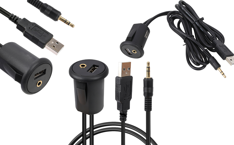 สายไฟ aux ที่จุดบุหรี่ ปลั๊กไฟเสริมรถยนต์ ปลั๊กไฟเสริม 12 โวลต์พร้อม USB