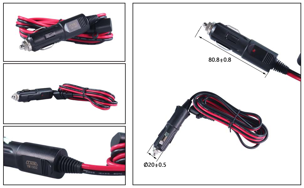 enchufe resistente de 12 voltios, cargador de coche con cable, cargador de enchufe de encendedor de cigarrillos mannufacturer