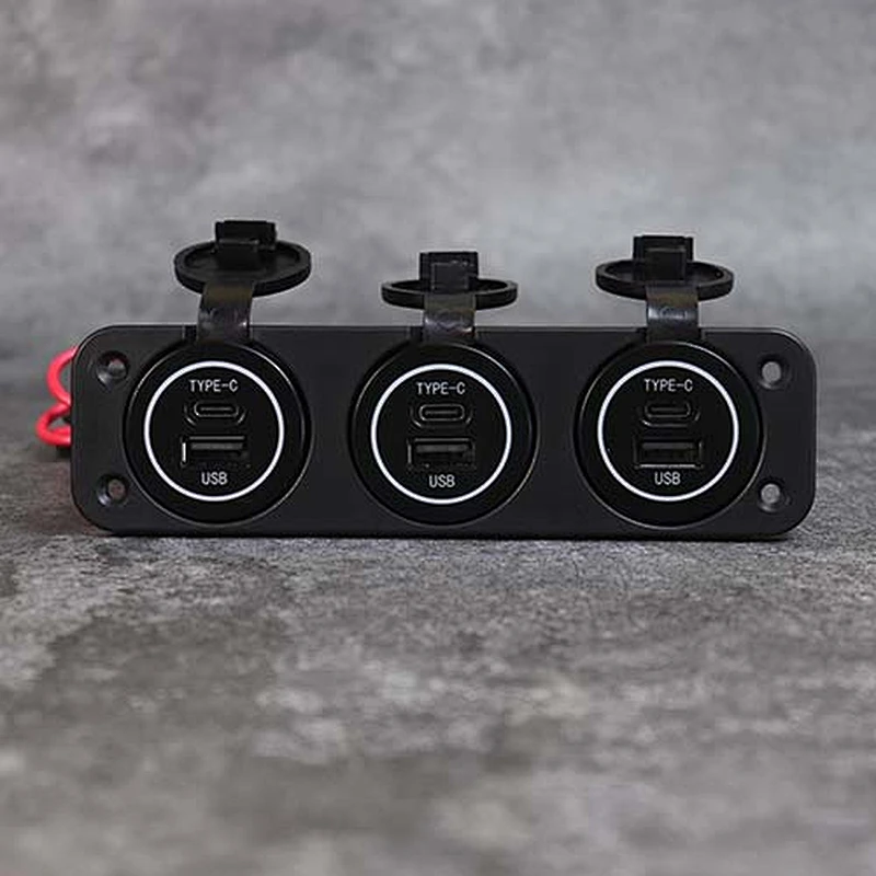 DAMAVO 3 ウェイ カスタム パネル マウント PD QC 3.0 高速カーチャージャー 6 USB 充電コンセント