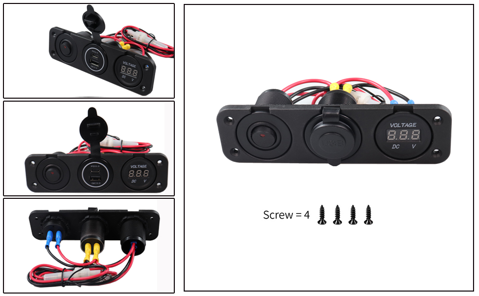 USB C PD, voltmeter 12 volt, cigarette lighter adapter with switch factory