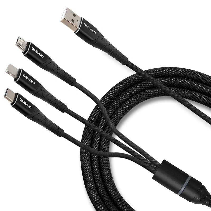 DAMAVO USB charging cable types data cable cord 5 pin USB 3 in 1