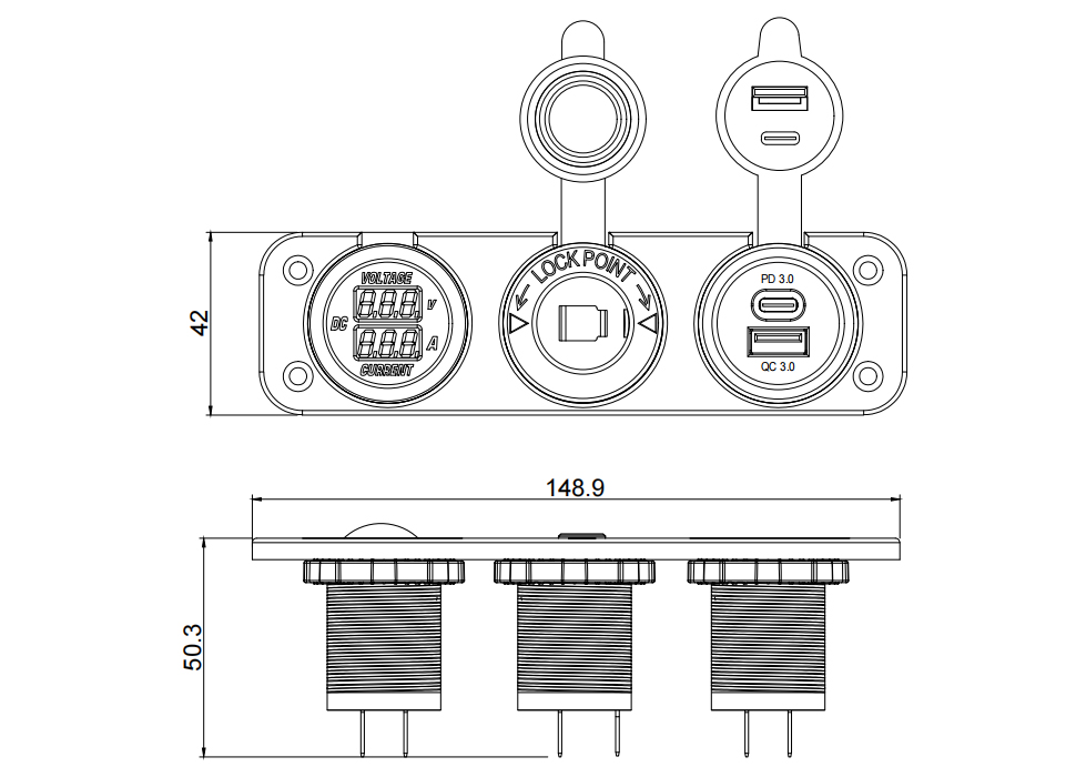 Wohnmobil-USB-Steckdosen, Reisebus-USB, 12-V-USB-Steckdose-DAMAVO