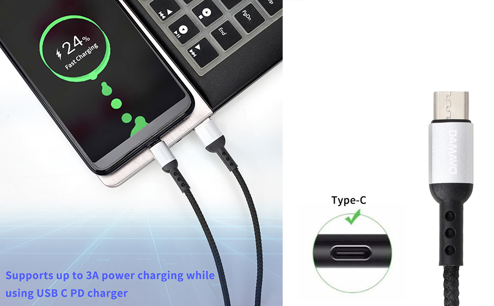 DAMAVO fast charging micro USB cable, charging cord, types of charging cords
