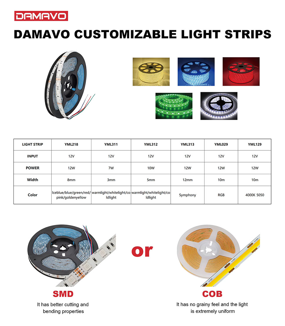 DAMAVO 12 volt led strip lights for campervan,marine led strips,led strips for boats odm