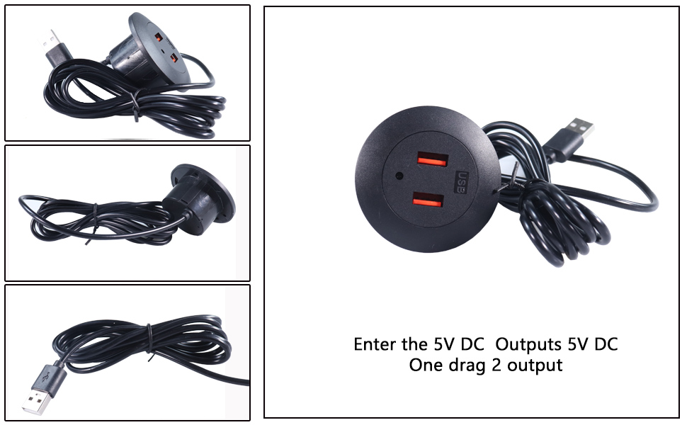 Chargeur de bureau USB, chargeur USB intégré au bureau, station de charge USB montée sur le bureau