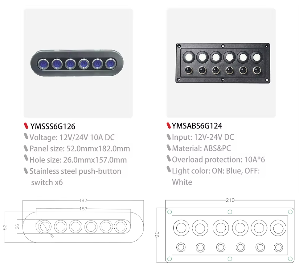 DAMAVO touch switch panel,marine boat switch panel,12 volt touch switch panel ODM