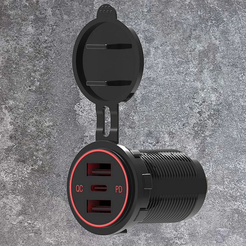 DAMAVO 3 พอร์ต USB ที่ชาร์จแบตในรถกับอะแดปเตอร์เต้าเสียบ PD + QC A + C อะแดปเตอร์