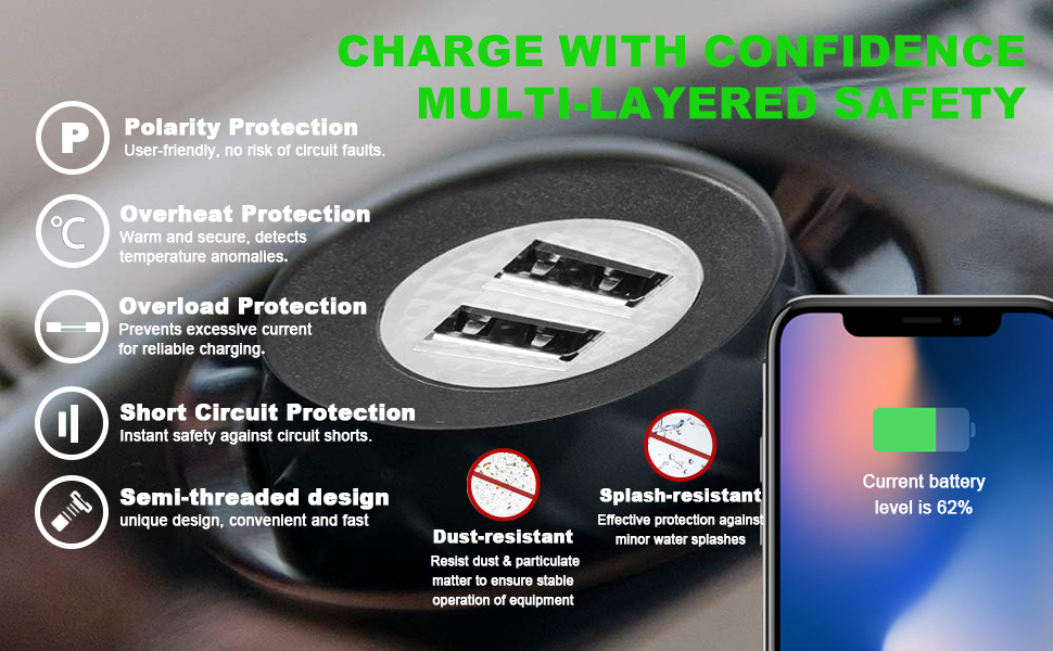 car dual charger,usb to cigarette lighter socket,car mobile charger socket manufacturer
