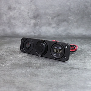 DAMAVO USB power outlet automotive 12V volt flush mount with voltmeter & switch
