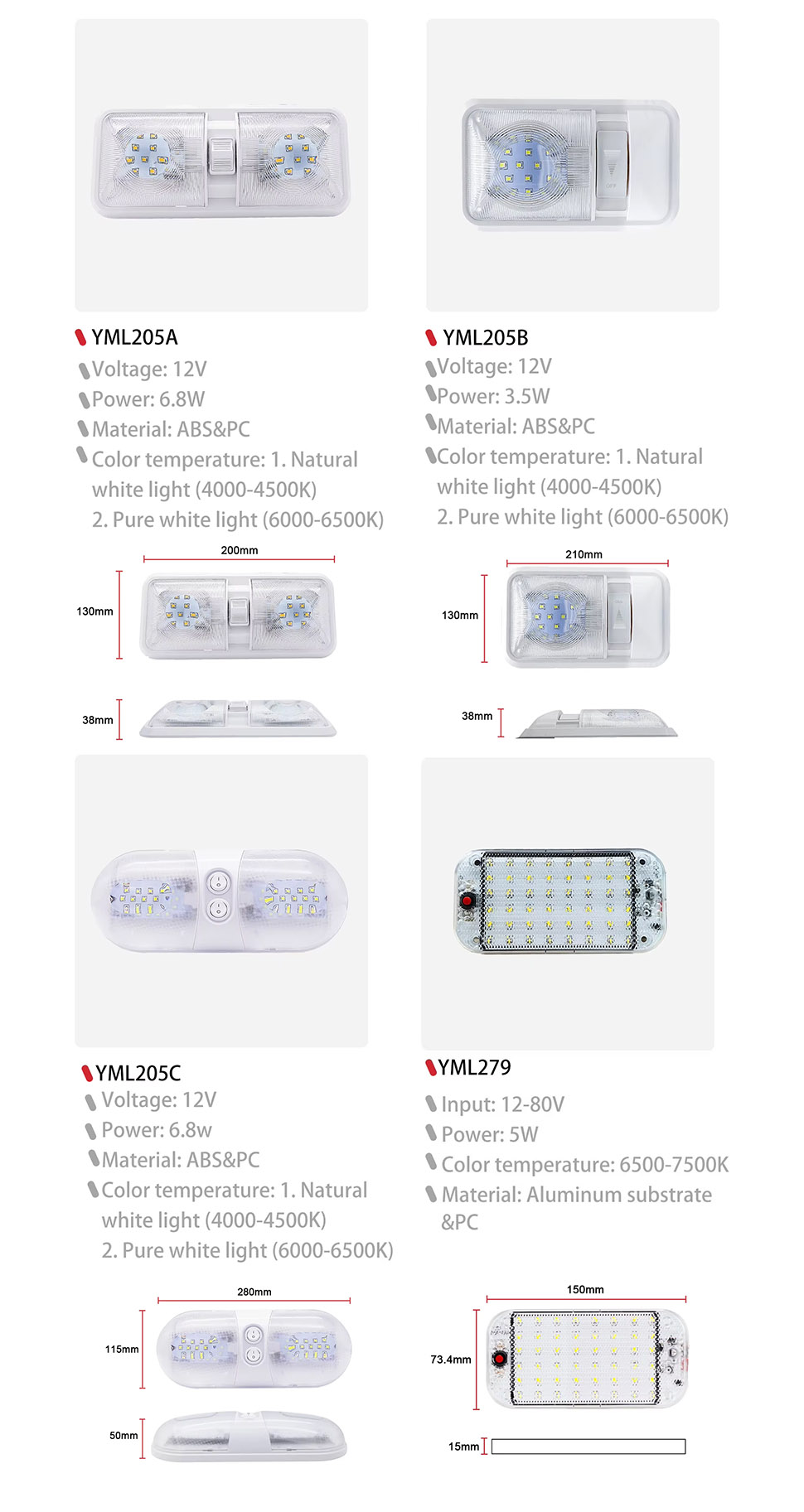 DAMAVO bus led lights,tourist bus interior lights,rv inside lights for sale