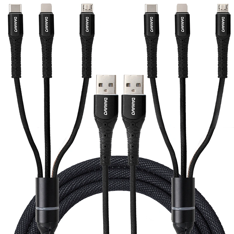 DAMAVO สายชาร์จ USB ชนิดสายดาต้า 5 พิน USB 3 in 1