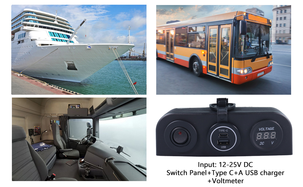 DAMAVO marine usb socket, 12v digital voltmeter, 12v voltmeter gauge
