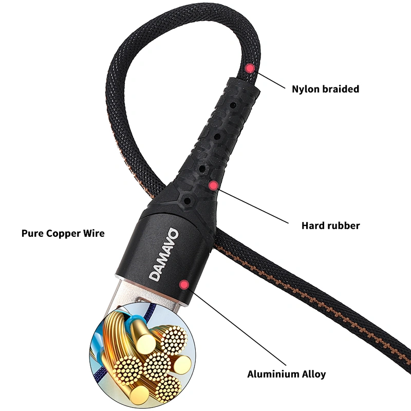 DAMAVO USB charging cable types data cable cord 5 pin USB 3 in 1
