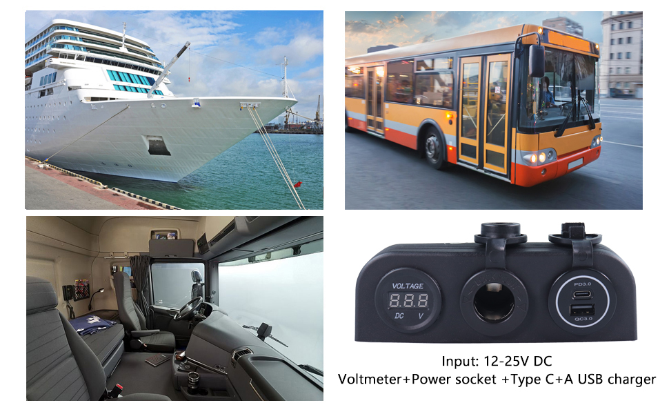 DAMAVO منفذ شحن USB RV ، منفذ RV USB C ، مقياس جهد RV